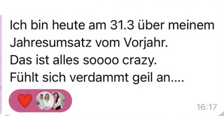 Nachricht einer FEMINDS Kundin über ihre Verkaufsgespräche (4)