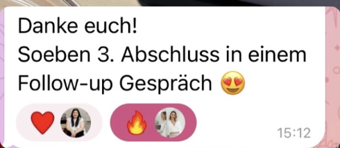 Nachricht einer FEMINDS Kundin über ihre Verkaufsgespräche (8)