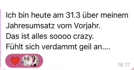 Nachricht einer FEMINDS Kundin über ihre Verkaufsgespräche (4)
