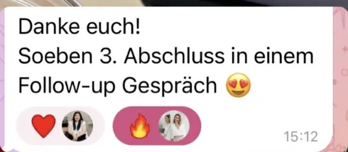 Nachricht einer FEMINDS Kundin über ihre Verkaufsgespräche (8)